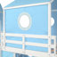 Twin Size Loft  Bed with Slide Pink Tent and Tower-130611578