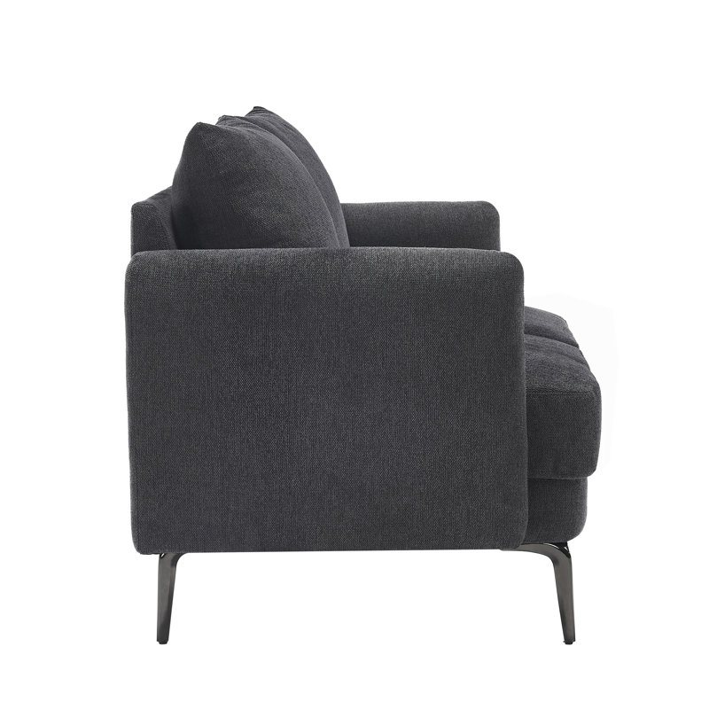 Sofia 2+3 Seater Fabric Sofa Set, Charcoal