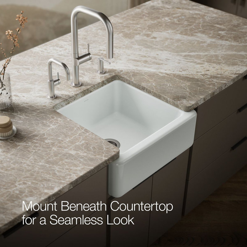 Whitehaven® Self-Trimming 23.5"L x 21.5625"W Farmhouse Kitchen Sink, Ice Grey