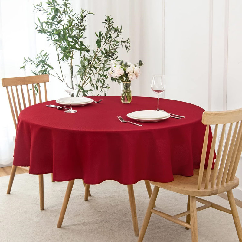 Grace Polyester Round Tablecloth, Red, 70" L x 70" W