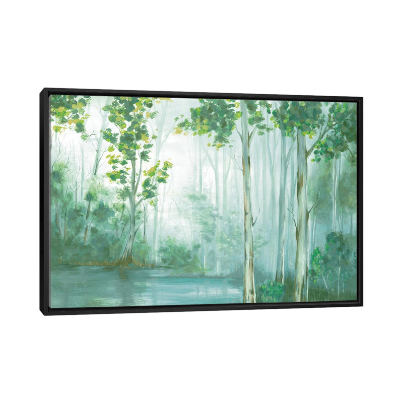 « nage » sur toile, H 18 po x l 26 po x P 1,5 po, Toile avec cadre noir, Pas de tapis