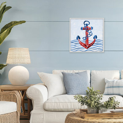 Brushed Nautical Anchor Framed Giclee, design by Paul Brent