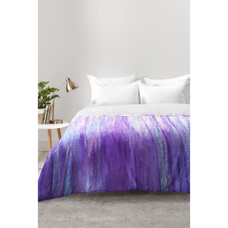 Ensemble d'édredon mauve en microfibre moderne et contemporain, Édredon pour très grand lit + 2 très grandes ta