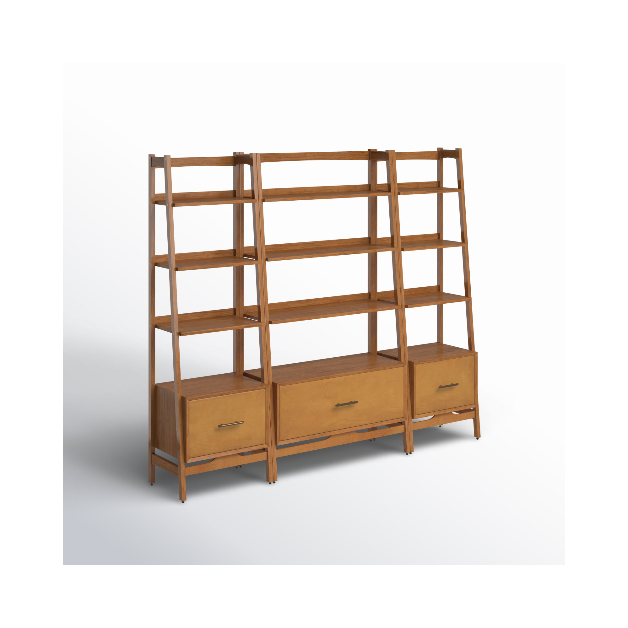 Stiles Wide Ladder Bookcase, Caramel