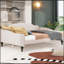 Lit de jour double capitonné capitonné, beige avec lin durable et design à oreilles élégant pour la vie moderne