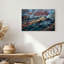 Art mural sur toile Smoky Volcanic Mountains and Glowing Orange Lava Rivers-67433321