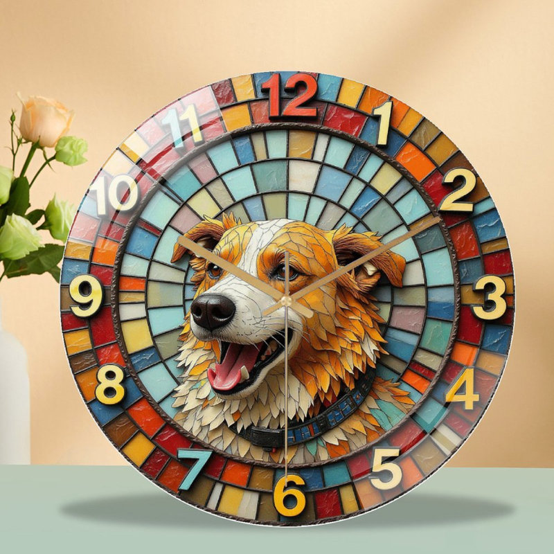 Horloge murale chien en résine