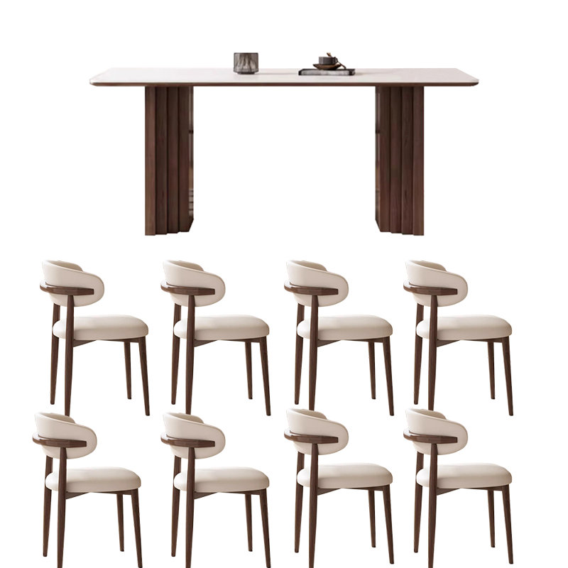 Simple fashion modern rectangular dining table set, 29.5"H x 70.9"L x 35.4"W