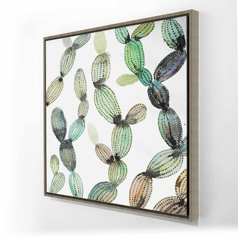Cactus Pattern Botanical Canvas | Exotic Bedroom Wall Decor