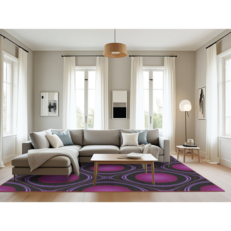 Rose abstrait/Tapis décoratif pourpre, Rectangle 8 pi x 12 pi