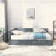 Structure de lit capitonnée avec rangement, canapé-lit avec dossier confortable et accoudoirs, lit double pour chambre à coucher, salon, velours-1366212911