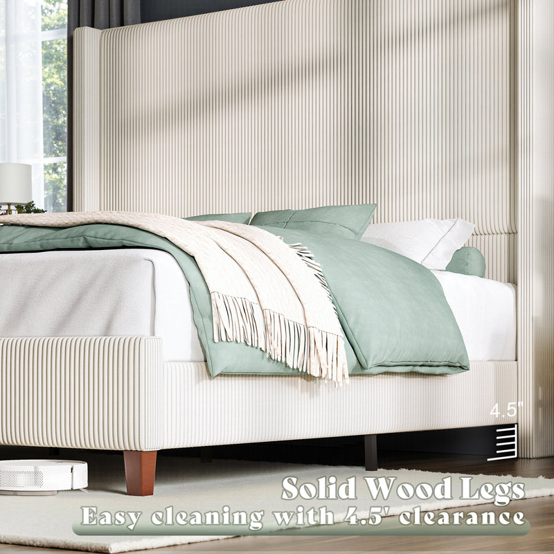Dunwoody Upholstered Wingback Platform Bed