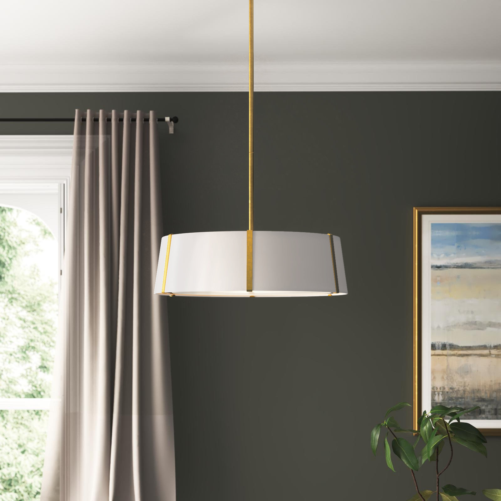 Marietta 6 - Light Dimmable Drum Chandelier, Antique Gold