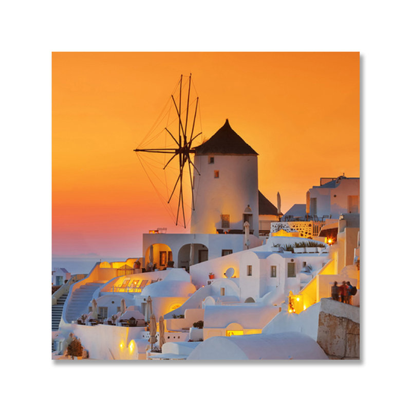 Santorini Sunset Print by DecorumBY, 46" H x 46" W x 1.5" D, Aluminum
