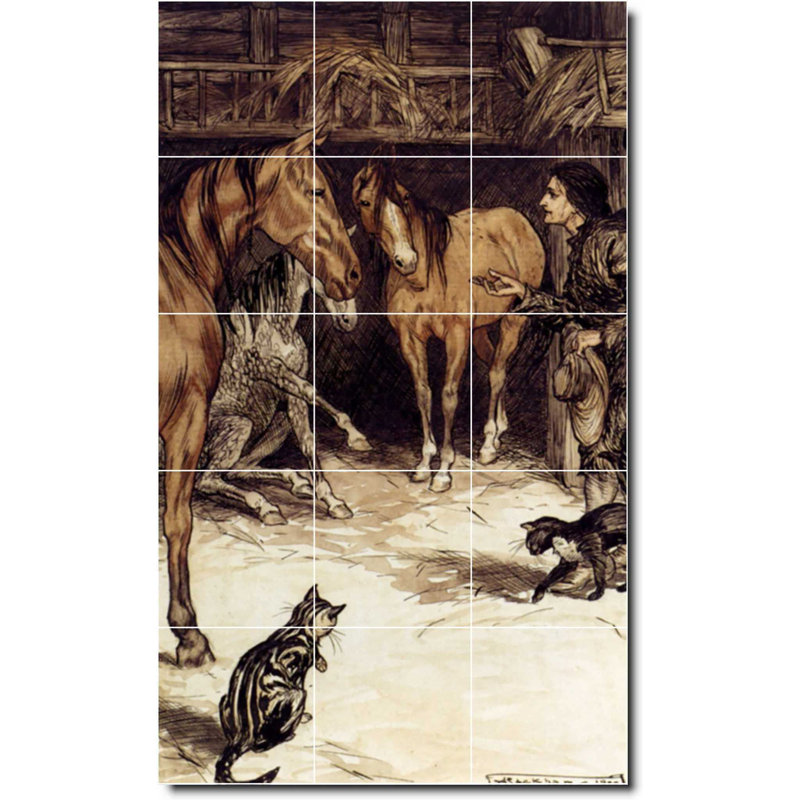 Carreau de peinture murale 24 po x 40 po 8 po x 8 po, Illustration de Arthur Rackham W06849