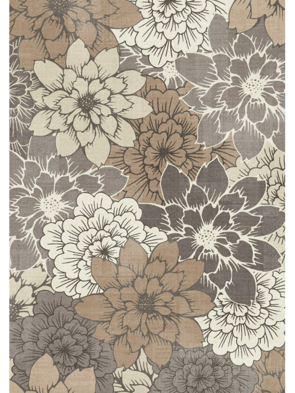 Tapis d'intérieur / extérieur moderne antidérapant à motif floral, Rectangle 6 pi x 9 pi, Bleu clair