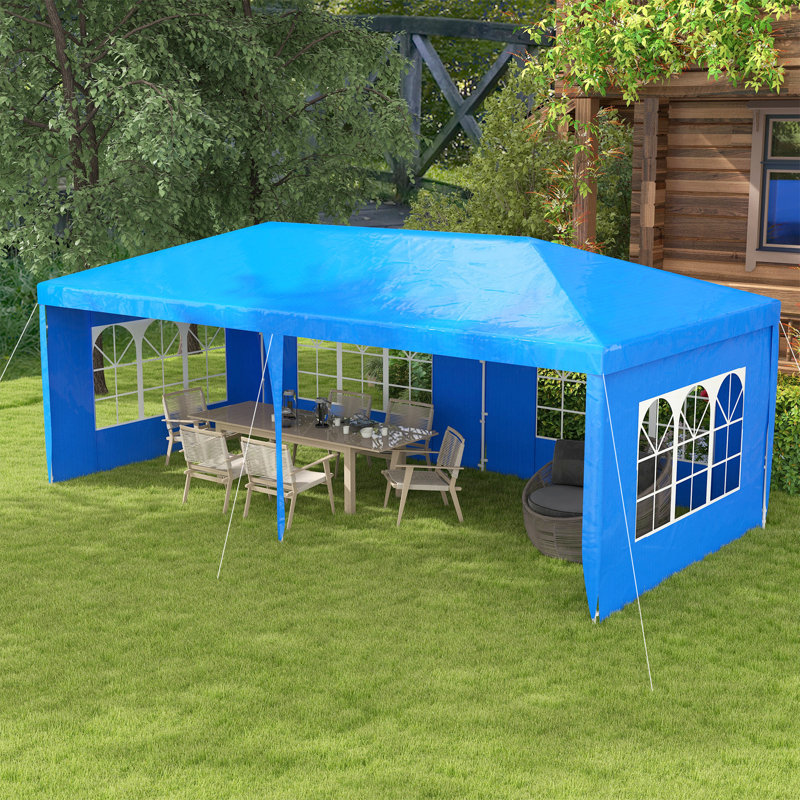 Large Party Tent, Events Shelter Canopy Gazebo With 4 Removable Side Walls, Shade Shelter, 8.2" H x 19.1" W x 9.6" D, Blue