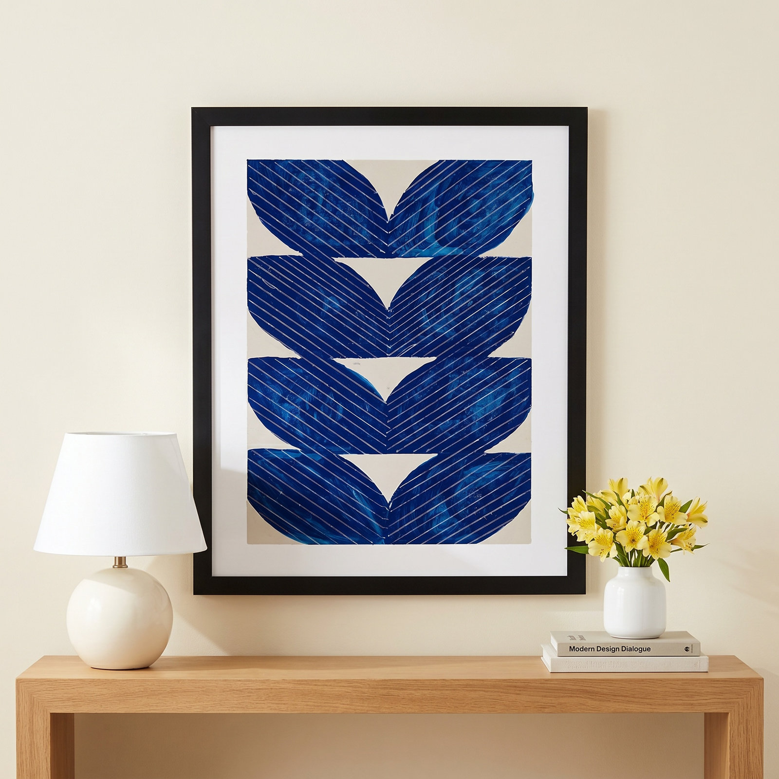 Blue Chevron "Navy Chevron" Painting, Black, 20" H x 16" W