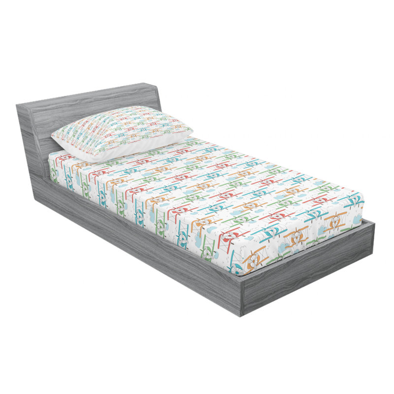 Airplane Microfiber Sheet Set, Twin XL Sheet Set with Fitted Sheet