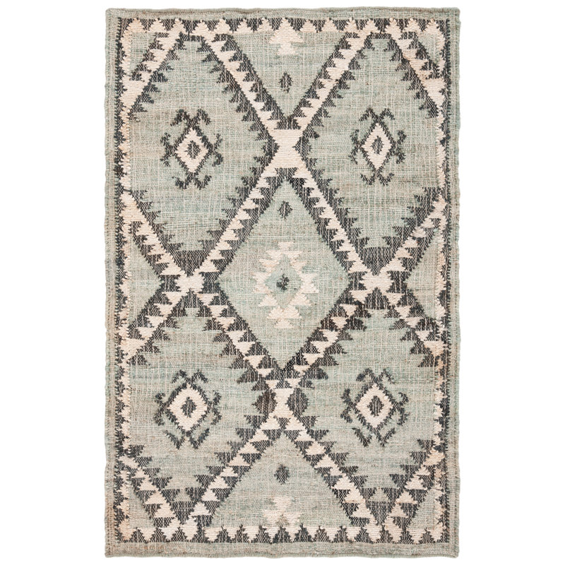 Goodsell Flat Weave Jute Geometric Vintage Rug, Rectangle 3' x 5'
