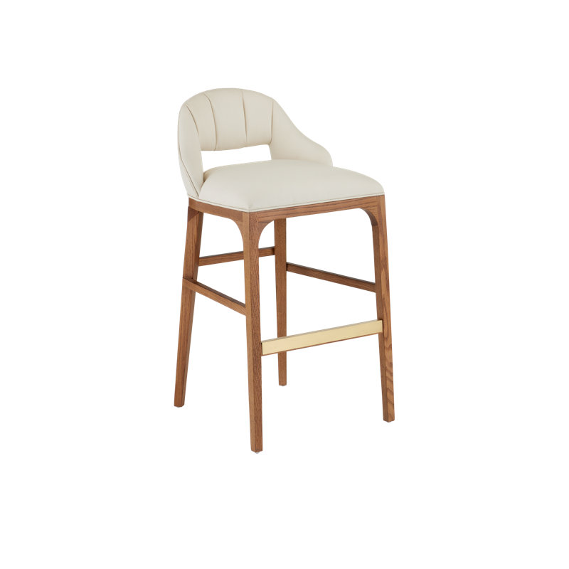 Inga Upholstered Stool with Solid Wood Frame, Bar Stool (30.25" Seat Height)