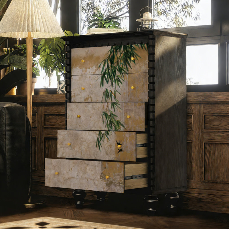 Commode d'entrée Mid-Century en bois massif, Black