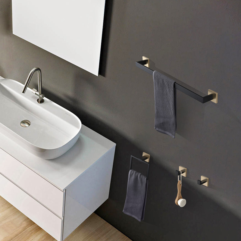 10 - Piece Bathroom Hardware Set, Black and Gold