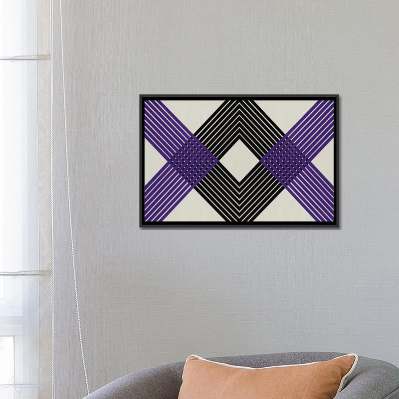 Albree moderne, losange entrecroisé, impression sur toile, H 18 po x l 26 po x P 1,5 po, Toile avec cadre flottant noir
