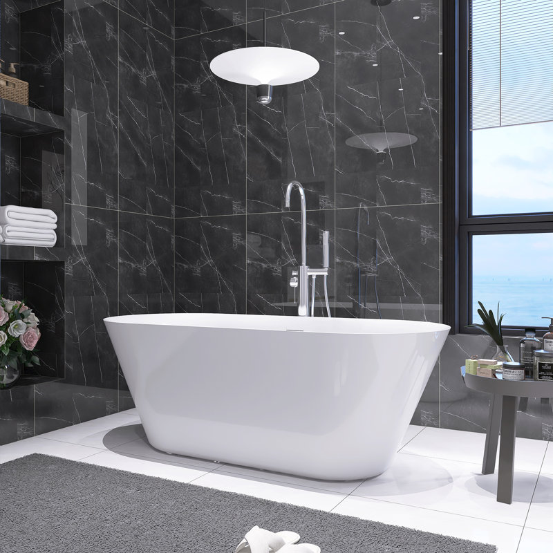 66" X 29.5" Freestanding Tub Acrylic Soaking Bathtub