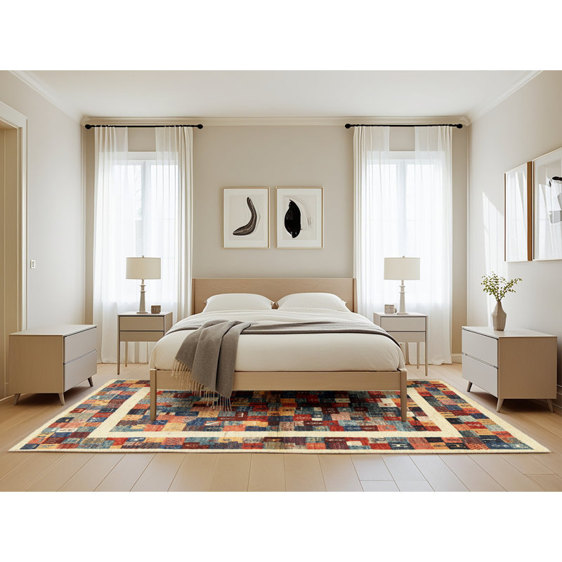 Tapis brun/rouge/beige contemporain Currahee, Rectangle 5 pi x 8 pi