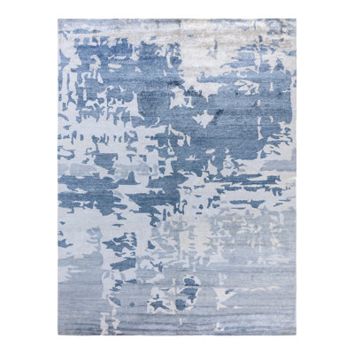 One-of-a-Kind Rectangle 9'2" X 12'2" New Age Silk Area Rug Gray