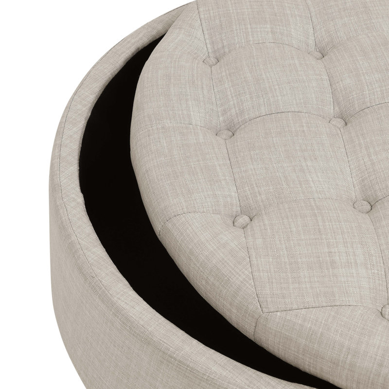 Tufted Storage Ottoman, Almond