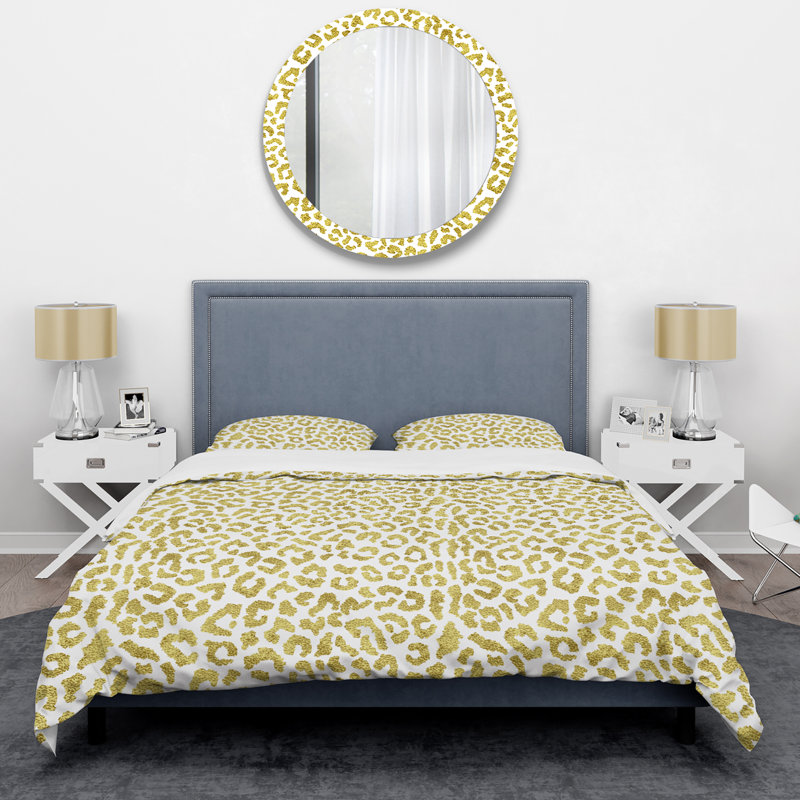 Motif léopard doré - ensemble de housse de couette animaux - microfibre de polyester