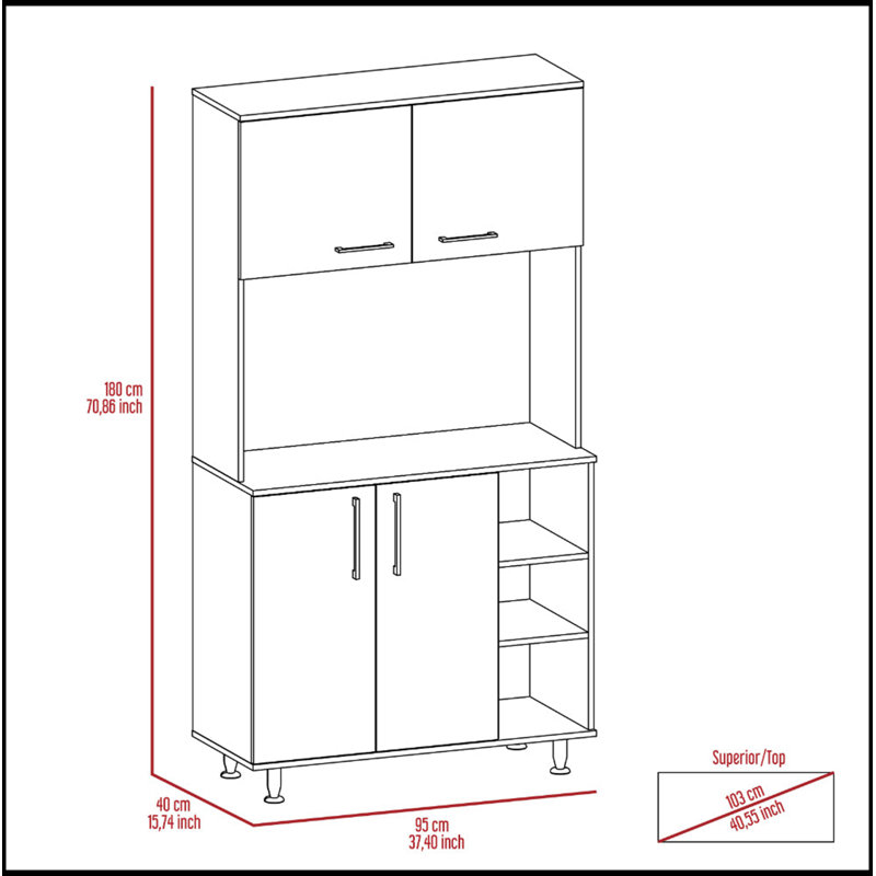 Ralston 7-Shelf 4-Door 2-Piece Kitchen Set, Antibacterial Surface and Spacious Storage for Modern Kitchens