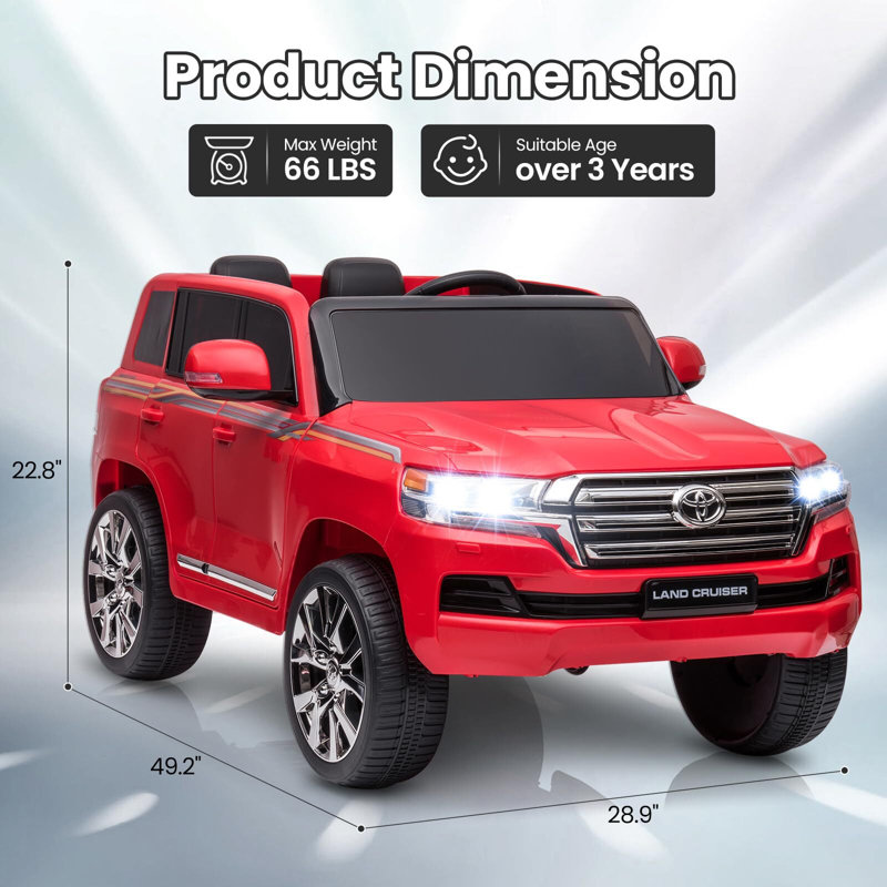 VUS voiture électrique pour enfants - Land cruiser 2 places sous licence, Rouge