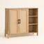 35.4" Natural Accent Cabinet with Rattan Doors and Open Shelves