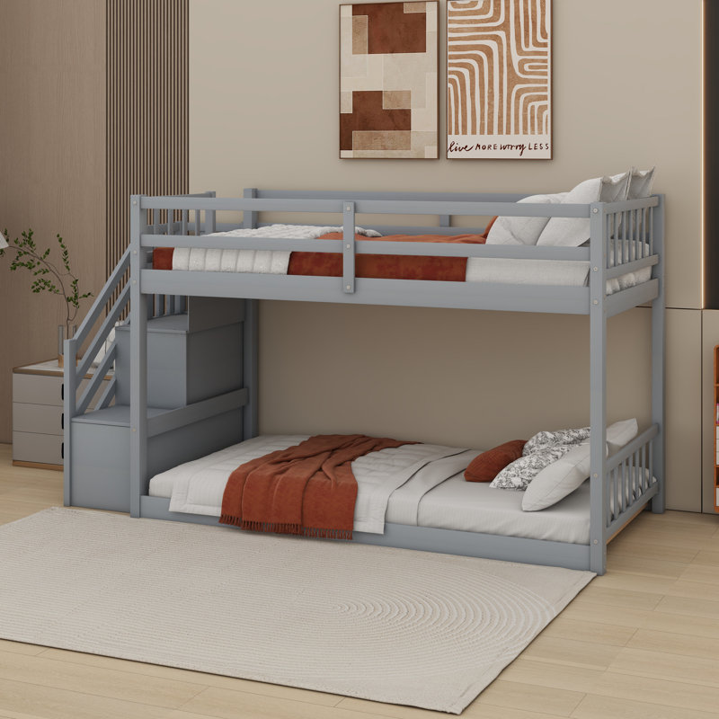 Imarah Kids Twin Over Twin Bunk Bed, Gray