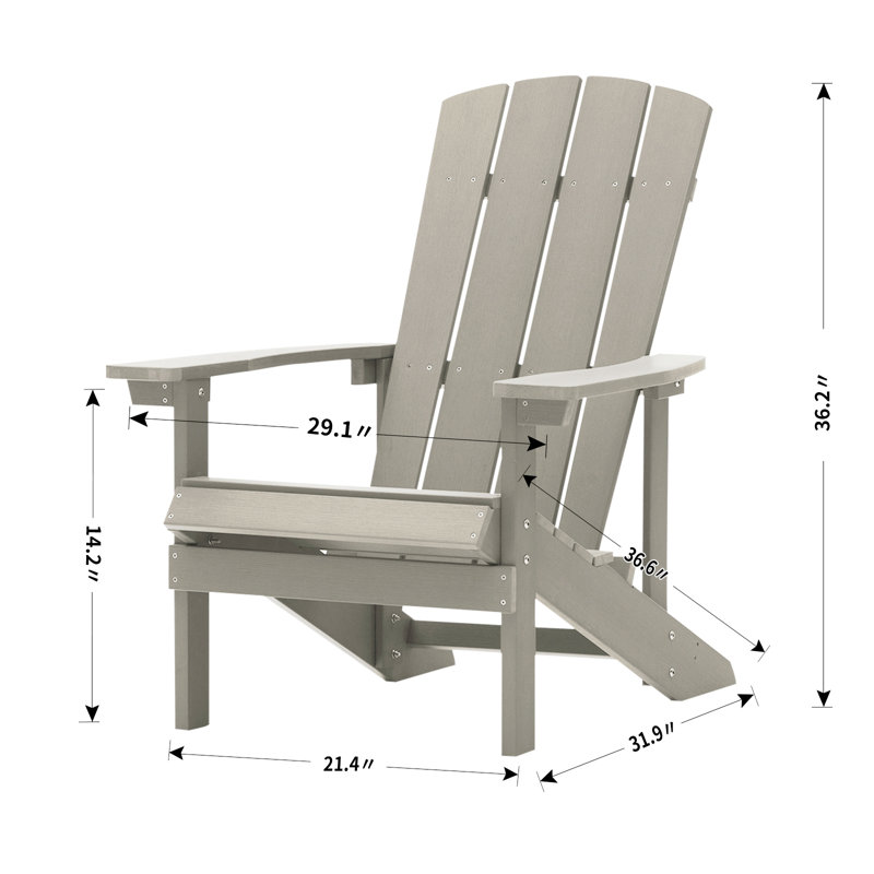Bamma HIPS Adirondack Chair Weather Resistant, Light Gray