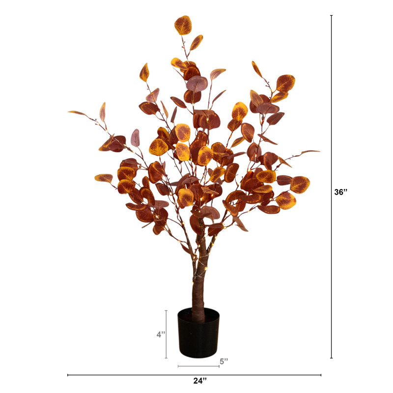 3Ft. Pre-Lit Autumn Eucalyptus Artificial Fall Tree With 80 Warm White LED Lights