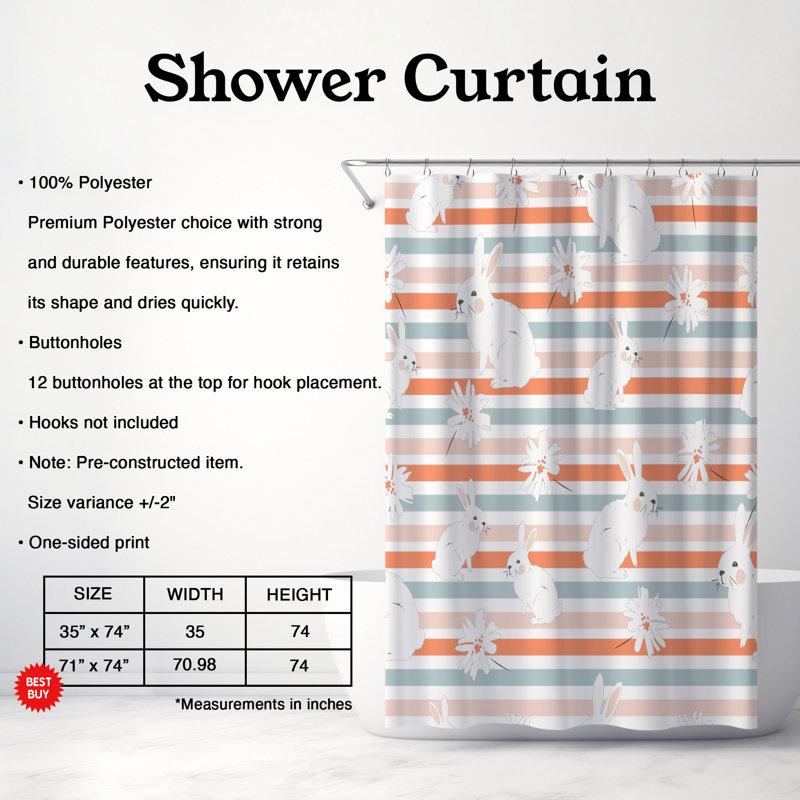 Rideau de douche Boho, H 74 po x l 71 po