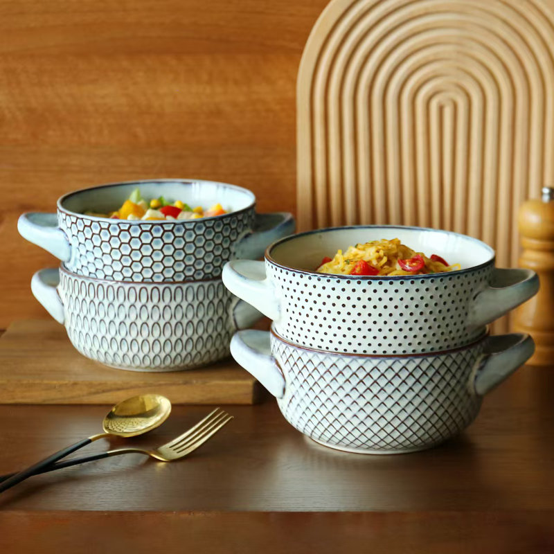 ALOFMO 28 Oz Reactive Glaze Soup Crocks/Ceramic Soup Bowls (Set of 4)