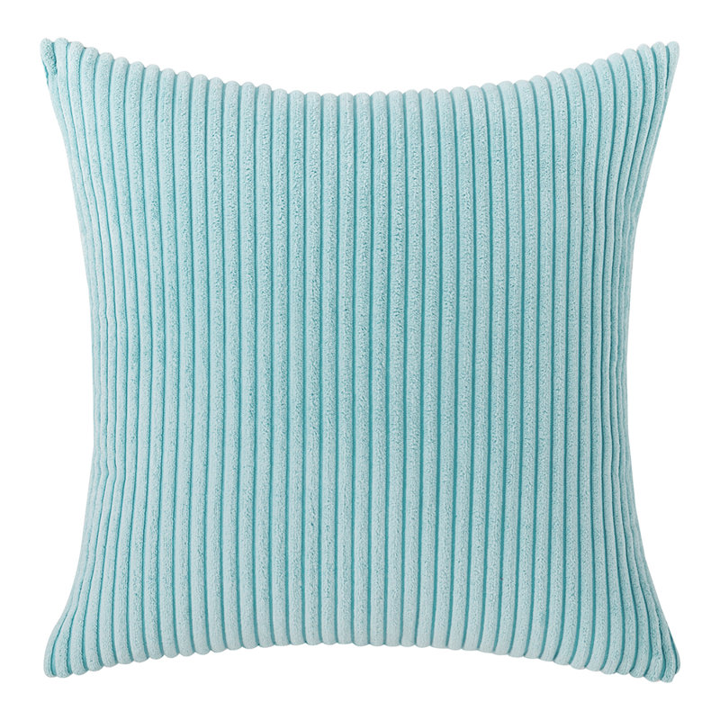 Striped Cotton Blend Reversible Throw Pillow, 18" x 18", Light Blue