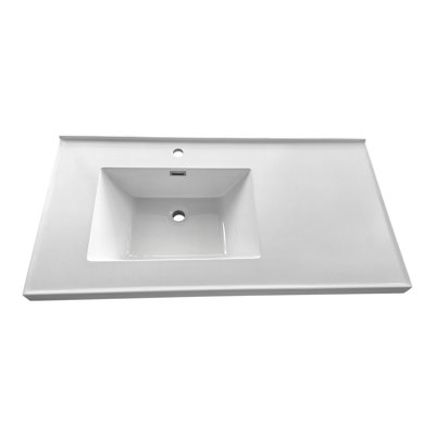 Streamline GT-1264-42 42 in. W x 22 in. D Solid Surface Single Rectangular Sink Bathroom Vanity Top in Glossy White with Integrated Backsplash