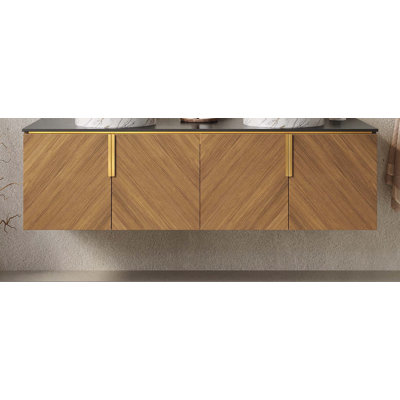 Comptoir texturé noir et blanc de 60 pouces avec armoire en chêne, sans lavabo et robinet, pour une conception de salle de bain moderne