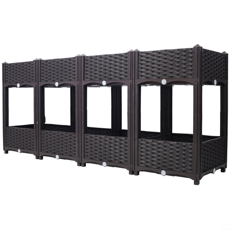 Planter Raised Beds With Drainage Plug Raised Garden Beds, 27.7" H x 63" W x 15.7" D, Brown