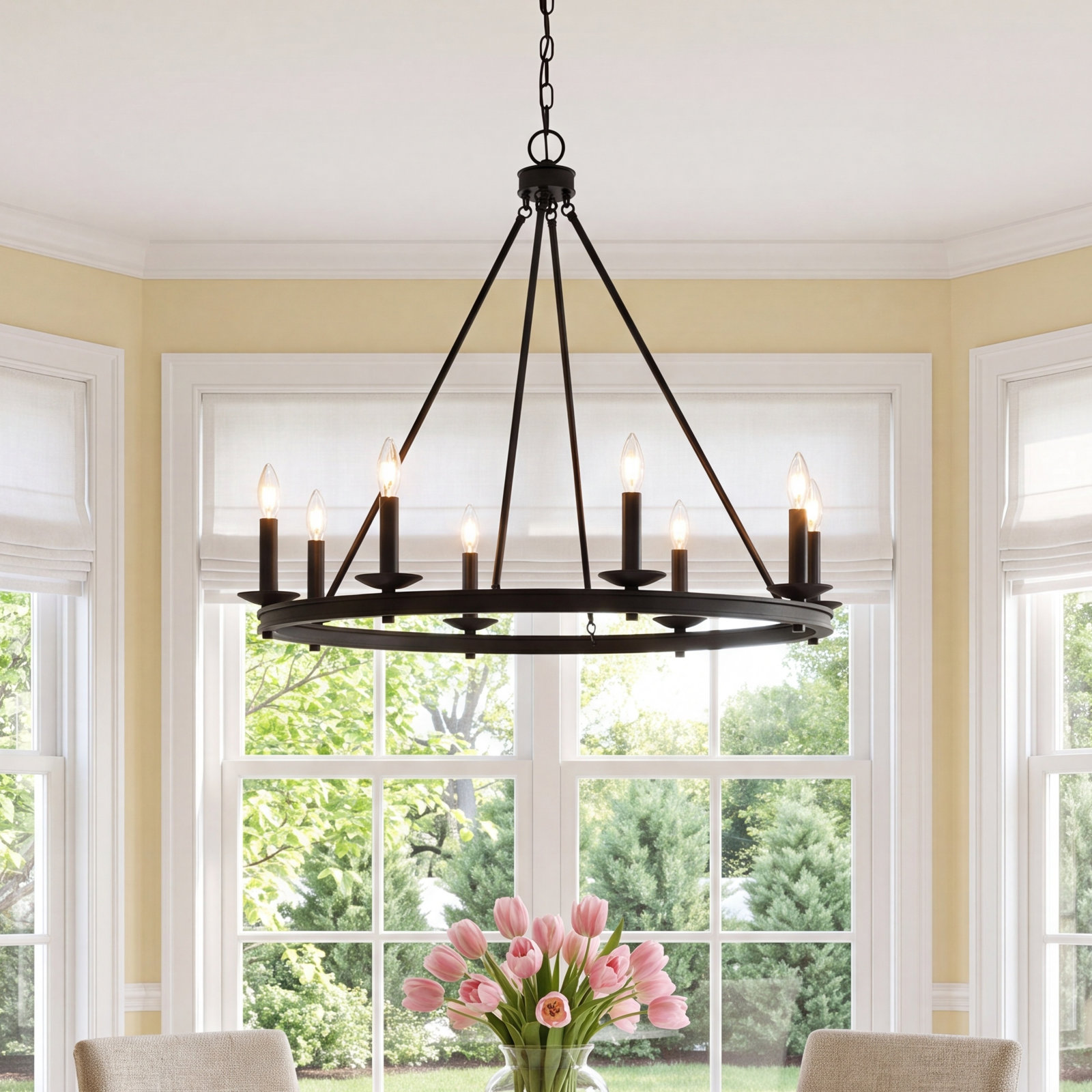 Shelli Chandelier, Classic Bronze, 25" H x 33" W x 33" D, 8