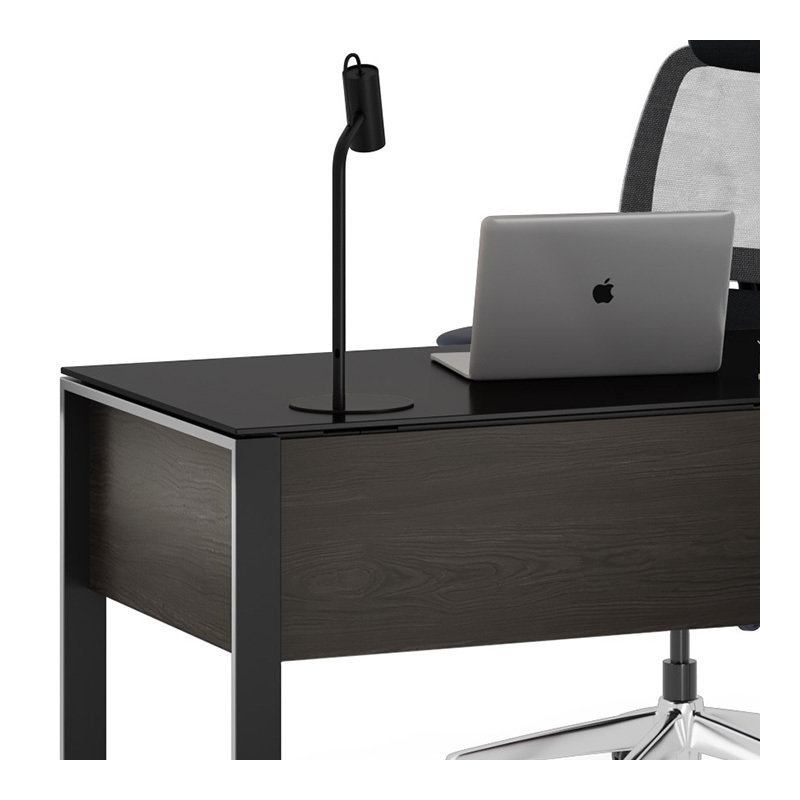 Bureau en verre Corridor, Bois de frêne teint gris anthracite