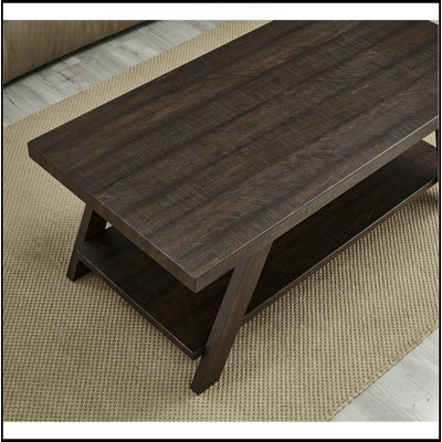 Athens Contemporary 3-Piece Wood Shelf Coffee Table Set In Weathered Espresso