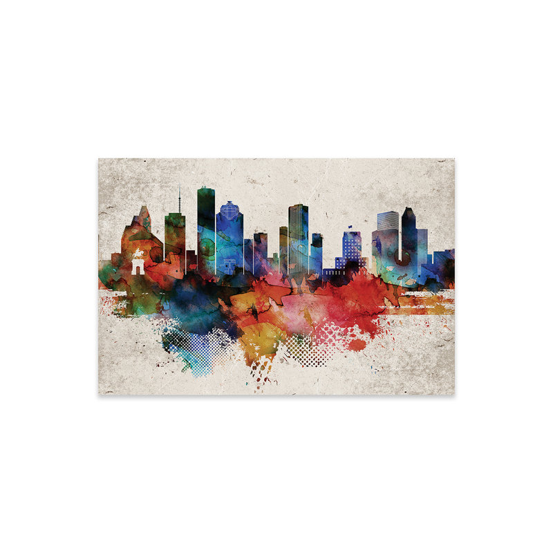 Houston, impression abstraite sur verre acrylique, H 16 po x l 24 po x P 0,25 po