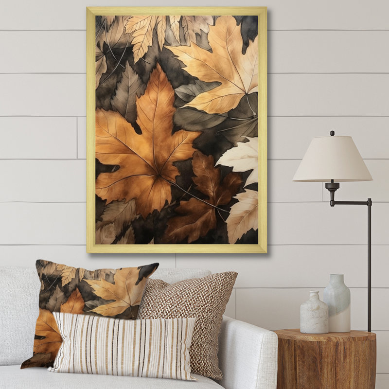 Brun brun et feuilles d'harmonie IV, H 40 po x l 30 po x P 1,5 po, Encadrement doré